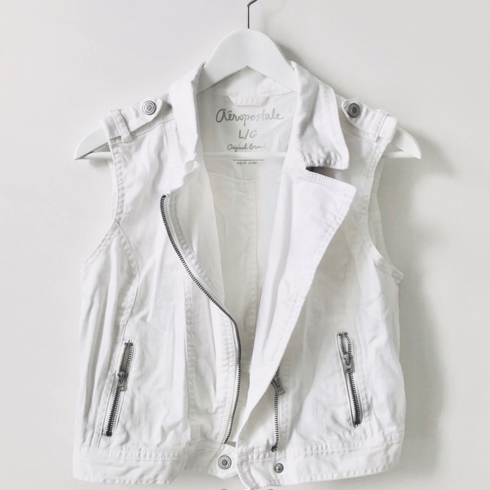 Aeropostale White Vest Moto Jacket